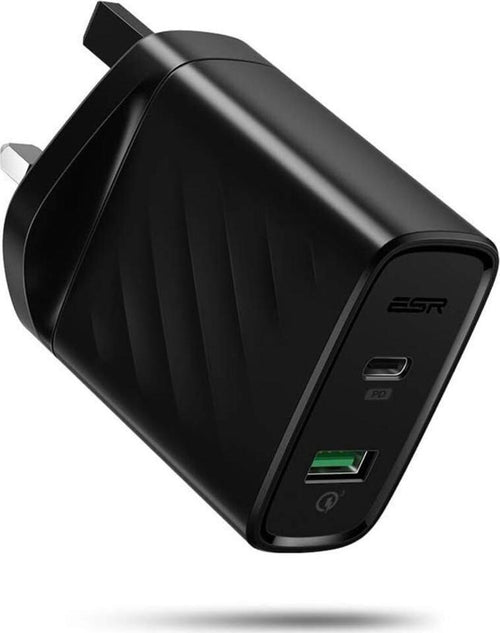 Caricabatterie da Muro ESR 36W PD USB type C USB-A 5V 3A Ricarica Rapida Spina UK