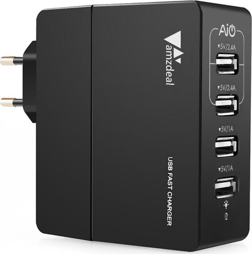 Caricabatterie da Parete 5V 2 Porte USB 2,4A + 2 Porte USB 1,0A per iPhone Smarphone