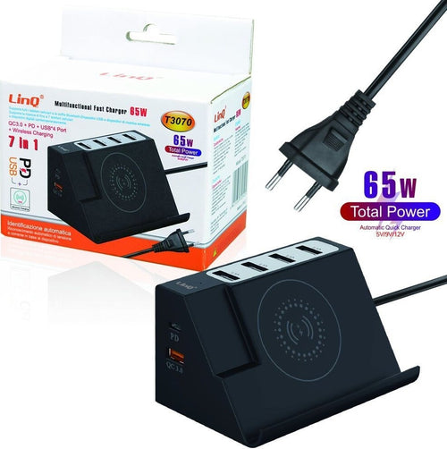 Caricabatterie Multifunzione 7 In 1 65w Ricarica 4 Usb Wireless Qc 3.0 Pd T3070 Elettronica/Cellulari e accessori/Accessori/Caricabatterie/Caricabatterie a induzione Trade Shop italia - Napoli, Commerciovirtuoso.it