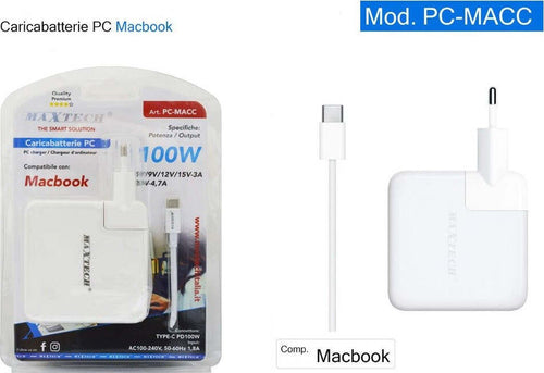 Caricabatterie Pc Compatibile Per Macbook Con Connettore Type-c Pd100w Pc-macc Informatica e Videogiochi > Accessori PC > Alimentatori Notebook Trade Shop italia - Napoli, Commerciovirtuoso.it