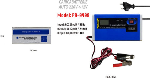 Caricabatterie Per Auto Moto Batteria Avviatore 220v 12v Portatile Maxtech Pa-0908 Auto e Moto/Attrezzi per veicoli/Attrezzi per batteria/Caricabatterie Trade Shop italia - Napoli, Commerciovirtuoso.it