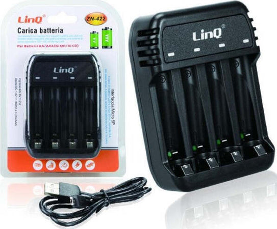 Caricabatterie-Pile-Telescopico-4-Slot-Indicatori-Led-Stilo-Ministilo-Aa-Aaa-Zn-422