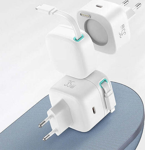 caricabatterie-usams-35W-usb-c-fast-charger-completo-di-cavo-lighting-retraibile--bianco