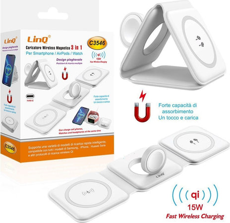 Caricabatterie Wireless Magnetico 15w 3in1 Qi Smartphone Airpods Smartwatch C3546 Elettronica/Cellulari e accessori/Accessori/Caricabatterie/Caricabatterie a induzione Trade Shop italia - Napoli, Commerciovirtuoso.it