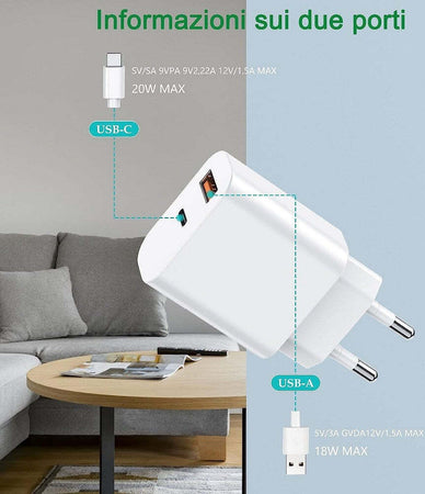 Caricatore 20w Usb A Usb C Pd 3.0 Per Iphone Xiaomi Huawei Samsung Caricabatteria Elettronica/Cellulari e accessori/Accessori/Caricabatterie/Caricabatterie da muro Trade Shop italia - Napoli, Commerciovirtuoso.it