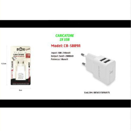 Caricatore-2x-Usb-Presa-Ricarica-Per-Smartphone-Cellulare-Tablet-5v-2.1a-S009a