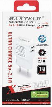 Caricatore-2x-Usb-Presa-Ricarica-Per-Smartphone-Cellulare-Tablet-5v-2.1a-S009a