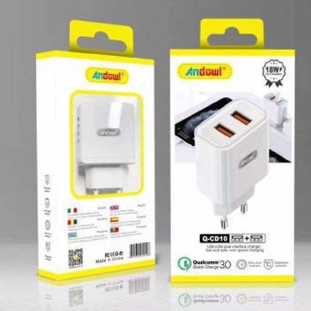 Caricatore Alimentatore Caricabatterie 18w 5v-4,8a Con Doppia Entrata Usb Q-cd10 Elettronica/Cellulari e accessori/Accessori/Caricabatterie/Caricabatterie da muro Trade Shop italia - Napoli, Commerciovirtuoso.it