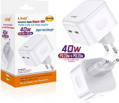 Caricatore Doppio Type-c Pd 3.0 40w Tip20w2 Caricabatterie Universale Rapido Elettronica/Informatica/Accessori/Adattatori/Adattatori USB a USB Trade Shop italia - Napoli, Commerciovirtuoso.it