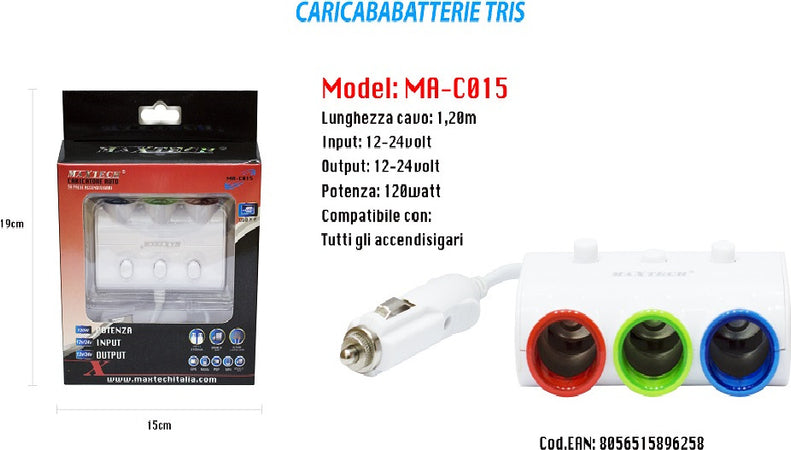 Caricatore Usb Da Auto Per Accendisigari Universale 120w Accessori 3x1 Maxtech Ma-c015 Elettronica/Cellulari e accessori/Accessori/Caricabatterie/Caricabatterie da auto Trade Shop italia - Napoli, Commerciovirtuoso.it