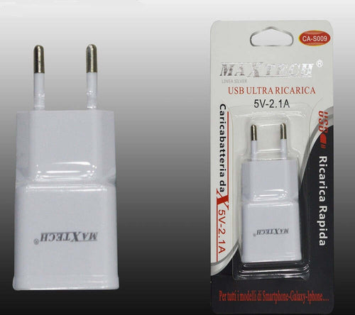 Caricatore Usb Presa Ricarica Smartphone Cellulare 5v-2.1a Maxtech Ca-s009 Elettronica/Cellulari e accessori/Accessori/Cavi e adattatori/Cavi USB Trade Shop italia - Napoli, Commerciovirtuoso.it
