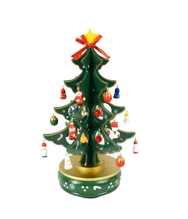 Carillon Natalizio Albero Di Natale Legno Con Addobbi 29cm Decorazioni Natalizie
