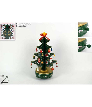 Carillon Natalizio Albero Di Natale Legno Con Addobbi 29cm Decorazioni Natalizie