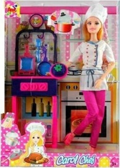 Carol-Chef-Bambola-Cuoca-Con-Accessori-Cucina-Giocattolo-Gioco-Bambina