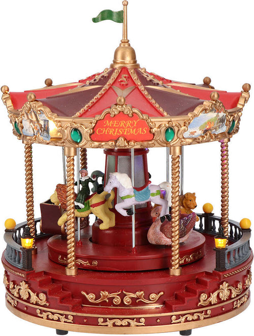 Carosello giostra natalizia per villaggio di natale con luci h 28 cm Casa e cucina/Decorazioni per interni/Addobbi e decorazioni per ricorrenze/Decorazioni natalizie/Oggettistica MagiediNatale.it - Altamura, Commerciovirtuoso.it