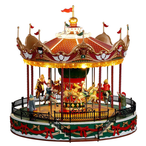 Giostra di Babbo Natale decorazione per interno villaggio natalizio carosello