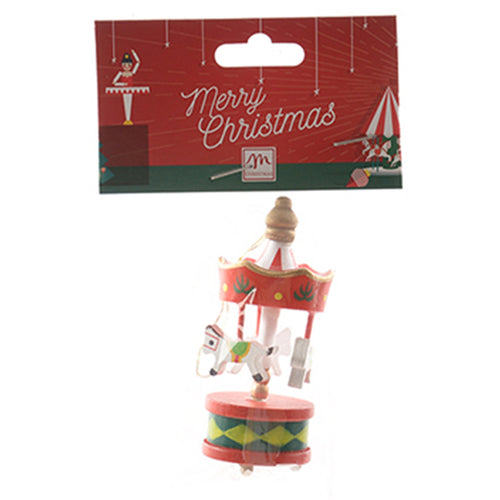 Pendente per albero di Natale Carosello giostrina in legno e resina da 8 cm