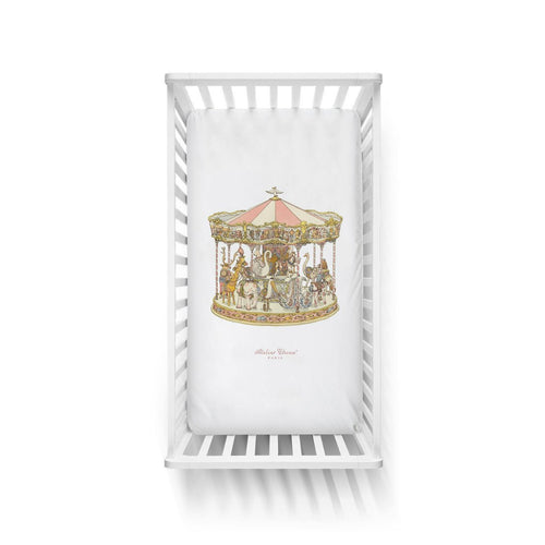 Lenzuolo con Angoli in Raso Atelier Choux Carousel Pink