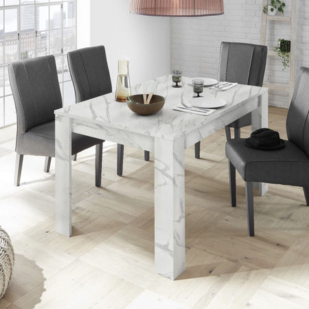 Tavolo "Gliese" con gambe e piano in MDF, design moderno, per arredo interno 137/185 x 90 h 76 cm
