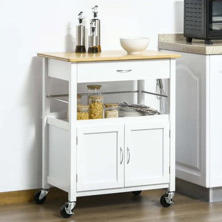 Carrello-Cucina-con-Cassetto-Armadietto-e-Scaffale,-Carrellino-Portavivande-con-Piano-in-Bambù-e-4-Ruote,-Bianco-TY8801-215TY8