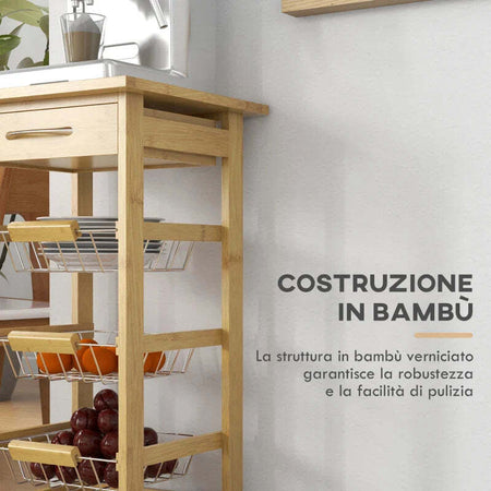 Carrello-Cucina-con-Ruote,-Cassetto-e-3-Cestini-a-Rete-Metallica,-37x37x76cm,-Colore-Legno-TR6801-350V00NDTR6