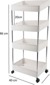 Carrello Cucina Multiuso Bianco 4 Ripiani Rotelle Girevoli Portaoggetti Scaffale Casa e cucina/Organizzazione interni/Contenitori e barattoli da cucina/Portaoggetti e supporti/Carrelli con cassetti Zencoccostore - Formia, Commerciovirtuoso.it