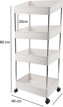 Carrello Cucina Multiuso Bianco 4 Ripiani Rotelle Girevoli Portaoggetti Scaffale Casa e cucina/Organizzazione interni/Contenitori e barattoli da cucina/Portaoggetti e supporti/Carrelli con cassetti Zencoccostore - Formia, Commerciovirtuoso.it