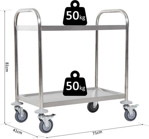 Carrello-da-Cucina-2-Ripiani-con-Ruote-in-Acciaio-Inox-71x41x81cm,-Argento-ER4801-076ER4