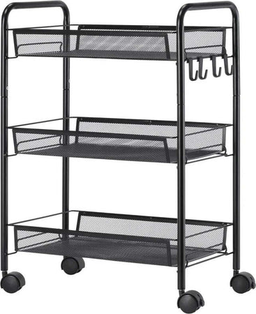 Carrello-da-Cucina-a-3-Livelli-con-Cesti-Removibili-e-4-Ruote,-in-Acciaio-e-Plastica-PP,-41.5Lx26.5x63-cm,-Nero-IT8850-162IT8