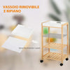 Carrello-da-Cucina-a-4-Livelli-in-MDF-e-Legno-di-Pino-con-4-Ruote-Girevoli,-40x30x76-cm,-Bianco-e-Marrone-WE9801-131WE9