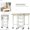 Carrello-da-Cucina-con-3-Cestini,-Cassetto-e-Ribalte,-6-Ruote-Girevoli,-in-MDF-e-Metallo,-37x37x77.5cm,-Bianco-e-Legno-GF2801-125GF2