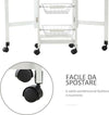 Carrello-da-Cucina-con-3-Cestini,-Cassetto-e-Ribalte,-6-Ruote-Girevoli,-in-MDF-e-Metallo,-37x37x77.5cm,-Bianco-e-Legno-GF2801-125GF2