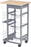Carrello-da-Cucina-con-Cassetti-Estraibili-e-2-Portabottiglie,-in-Legno-di-Pino-e-Metallo,-47x37x83-cm-YY9801-130YY9