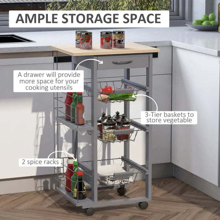 Carrello-da-Cucina-con-Cassetti-Estraibili-e-2-Portabottiglie,-in-Legno-di-Pino-e-Metallo,-47x37x83-cm-YY9801-130YY9