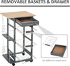 Carrello-da-Cucina-con-Cassetti-Estraibili-e-2-Portabottiglie,-in-Legno-di-Pino-e-Metallo,-47x37x83-cm-YY9801-130YY9