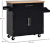 Carrello-da-Cucina-con-Cassetti,-Portaspezie-e-Armadietto,-Carrello-da-Portata-con-4-Ruote-e-Piano-di-Lavoro-in-Legno,-109x40x89cm,-Nero-YH9801-178BKYH9
