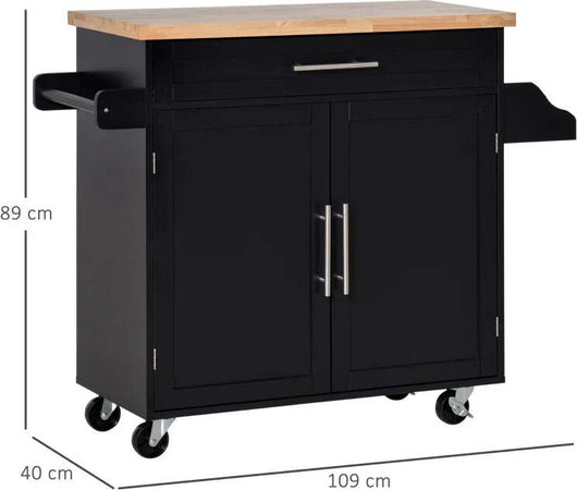 Carrello-da-Cucina-con-Cassetti,-Portaspezie-e-Armadietto,-Carrello-da-Portata-con-4-Ruote-e-Piano-di-Lavoro-in-Legno,-109x40x89cm,-Nero-YH9801-178BKYH9