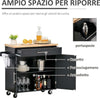Carrello-da-Cucina-con-Cassetti,-Portaspezie-e-Armadietto,-Carrello-da-Portata-con-4-Ruote-e-Piano-di-Lavoro-in-Legno,-109x40x89cm,-Nero-YH9801-178BKYH9