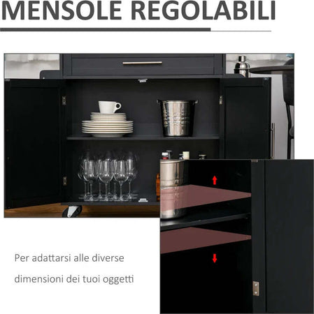 Carrello-da-Cucina-con-Cassetti,-Portaspezie-e-Armadietto,-Carrello-da-Portata-con-4-Ruote-e-Piano-di-Lavoro-in-Legno,-109x40x89cm,-Nero-YH9801-178BKYH9