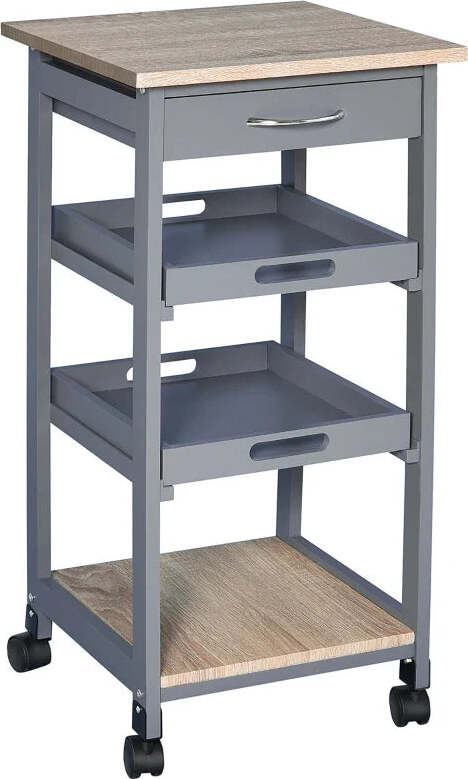 Carrello-da-Cucina-con-Cassetto,-2-Vassoi-Estraibili-e-Ripiano-Fisso,-in-Legno-di-Pino-e-MDF,-37x37x76-cm-HG8801-153GYHG8