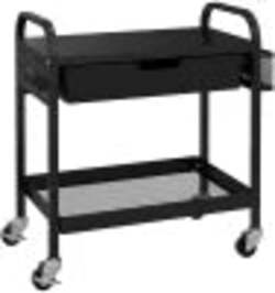 Carrello-da-Cucina-con-Cesto,-Cassetto-Estraibile-e-3-Ganci,-in-PP-e-Metallo,-61x32.6x58.5-cm,-Nero-MJ6850-276V00BKMJ6