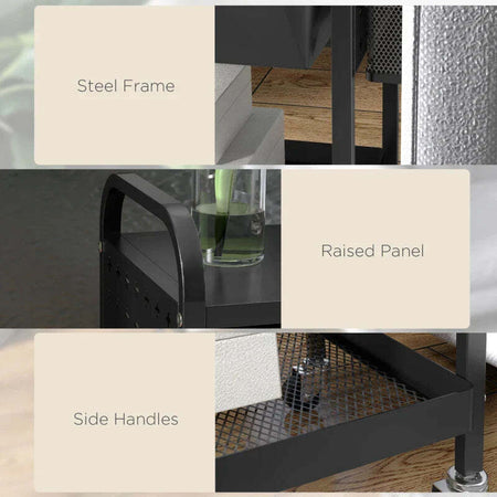 Carrello-da-Cucina-con-Cesto,-Cassetto-Estraibile-e-3-Ganci,-in-PP-e-Metallo,-61x32.6x58.5-cm,-Nero-MJ6850-276V00BKMJ6