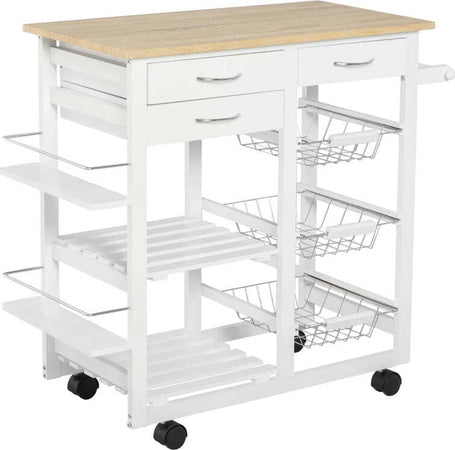 Carrello-da-Cucina-con-Ruote,-Mobile-da-Cucina-Salvaspazio-in-Legno-Massiccio:-3-Cassetti,-3-Cestelli,-2-Portaspezie,-2-Ripiani,-92x37x82-cm-UY5801-158UY5