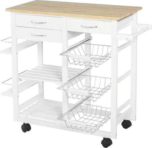 Carrello-da-Cucina-con-Ruote,-Mobile-da-Cucina-Salvaspazio-in-Legno-Massiccio:-3-Cassetti,-3-Cestelli,-2-Portaspezie,-2-Ripiani,-92x37x82-cm-UY5801-158UY5