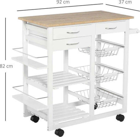 Carrello-da-Cucina-con-Ruote,-Mobile-da-Cucina-Salvaspazio-in-Legno-Massiccio:-3-Cassetti,-3-Cestelli,-2-Portaspezie,-2-Ripiani,-92x37x82-cm-UY5801-158UY5