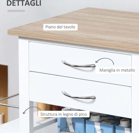 Carrello-da-Cucina-con-Ruote,-Mobile-da-Cucina-Salvaspazio-in-Legno-Massiccio:-3-Cassetti,-3-Cestelli,-2-Portaspezie,-2-Ripiani,-92x37x82-cm-UY5801-158UY5
