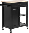 Carrello-da-Cucina-in-Legno-con-Cassetto,-Armadietto-e-Ruote,-83x45x88cm,-Nero-HG7801-214HG7