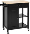 Carrello-da-Cucina-in-Legno-con-Cassetto,-Armadietto-e-Ruote,-83x45x88cm,-Nero-HG7801-214HG7
