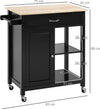 Carrello-da-Cucina-in-Legno-con-Cassetto,-Armadietto-e-Ruote,-83x45x88cm,-Nero-HG7801-214HG7