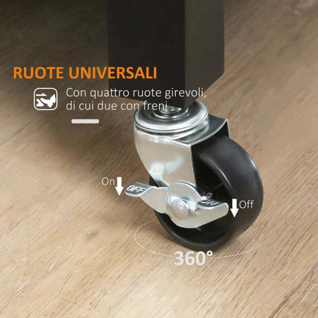 Carrello-da-Cucina-in-Legno-con-Cassetto,-Armadietto-e-Ruote,-83x45x88cm,-Nero-HG7801-214HG7